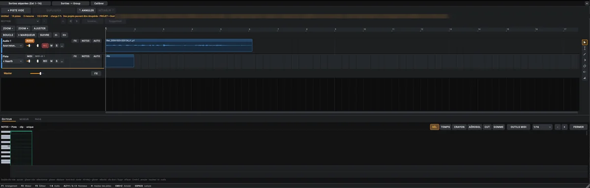 Interface de MaschineDawPlus : arrangement et éditeur